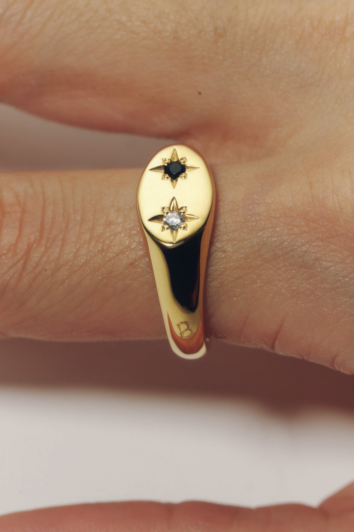 【受注商品】robot eye ring(cz×onyx)(silver/gold)