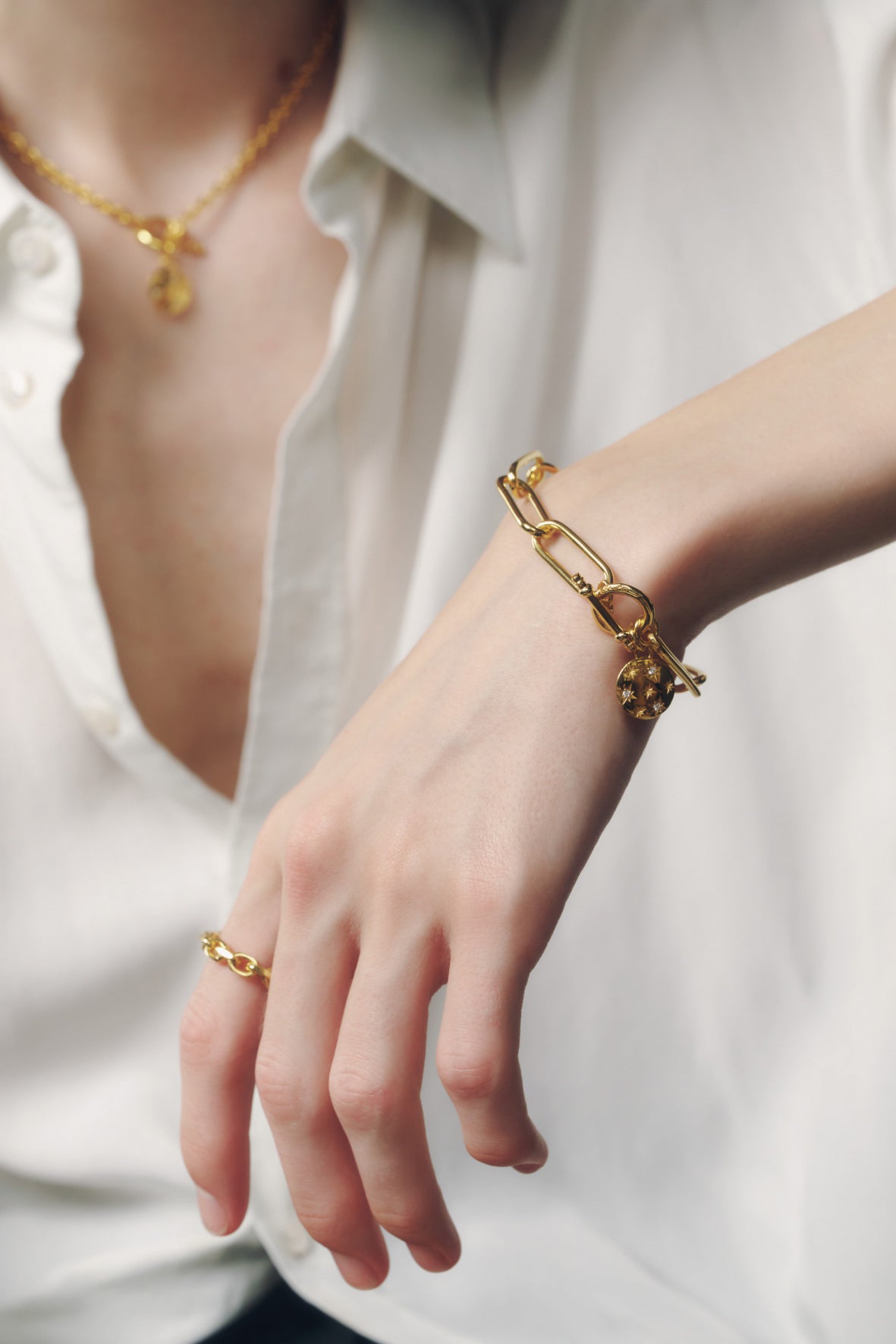 【店舗用】star coin bracelet(cz)(silver/gold)